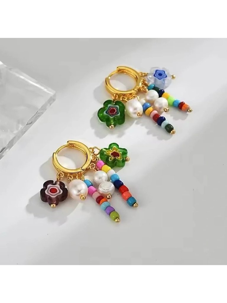 Sasha Flower Multicolor Hoop Earrings